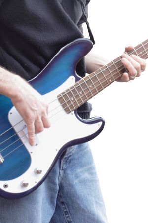 playing bass guitar