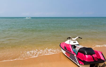 Water scooters on the beachの写真素材