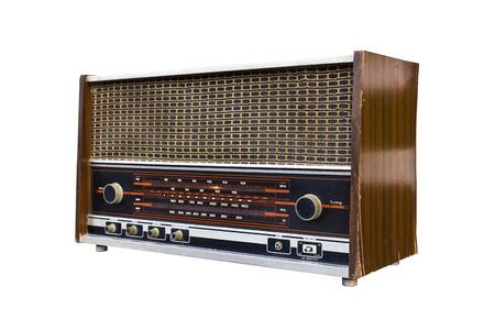 Old radio isolated on white background.の写真素材