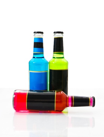 Set wine bottles isolated on white backgroundの写真素材