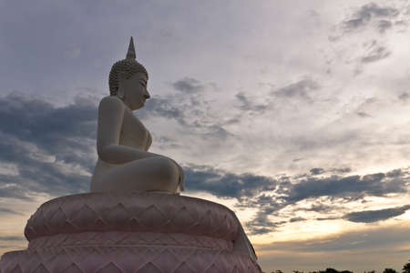 White Buddha statue in Thailandの写真素材