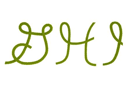 Green fiber rope bent in the form of letter G,H,Iの写真素材