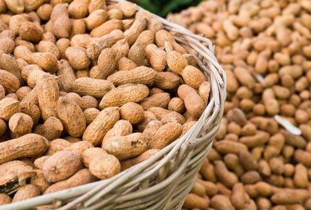 Peanuts in basket,Thailand marketの写真素材