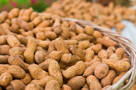 Peanuts in basket,Thailand marketの写真素材