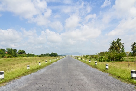 Road asphalt to mountain islandの写真素材