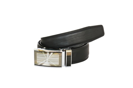 Men leather belt on white background isolatedの写真素材