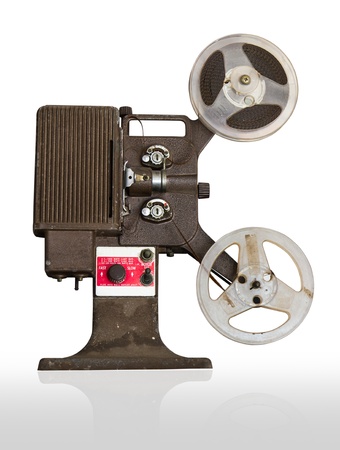 Analogue  movie projector with reels isolate on white backgroundの写真素材
