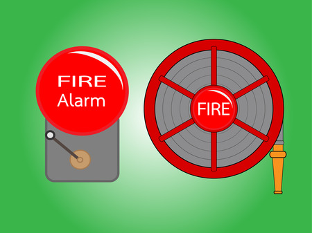 Alarm bell and Fire hose reel  illustration .のイラスト素材