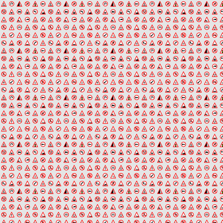 Vector seamless of traffic red road sign collection