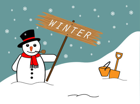 Snowman on Christmas background, Vector illustration of winter snowmanのイラスト素材