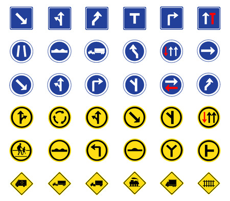 Vector illustration of traffic road sign collectionのイラスト素材