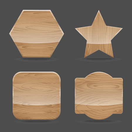 Set of wooden sign boards with glossy.のイラスト素材