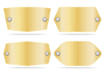 Gold label metal or Metallic gold name plate  set .Vector illustrationのイラスト素材