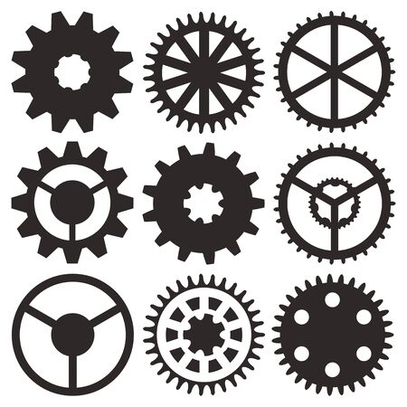 Cogwheel collection machine gear, set of gear wheels vector illustrationのイラスト素材