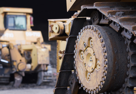 Close up Part of bulldozer track in construction site