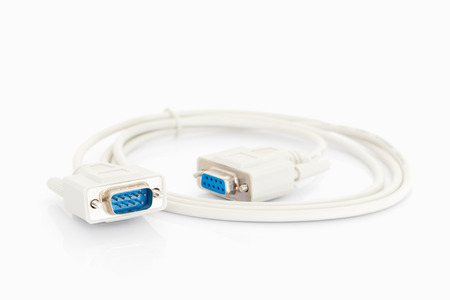 VGA cables connector with white cord on white backgroundの写真素材
