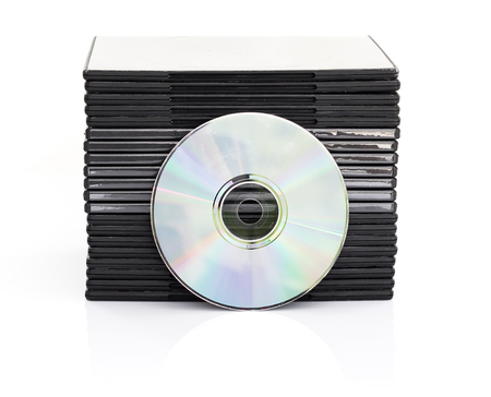 DVD boxes with disc on white background