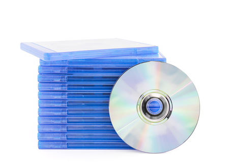 DVD box with disc on white background