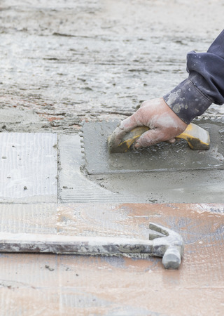 Mason was repaired for the floor tilesの写真素材