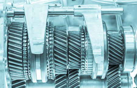 Close up Mechanical ratchets, Metal cog wheels gearsの写真素材