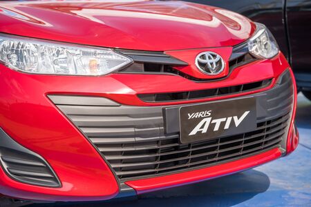SARABURI THAILAND -FEBRUARY 2 2018: Car Toyota Yaris Ativ on display, Thialand on 2 February 2018.のeditorial素材