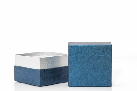 Blue open emtry  gift box without ribbon on white background