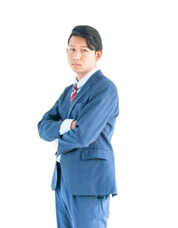 Young asian business men portrait in suit isolated over white backgroundの写真素材