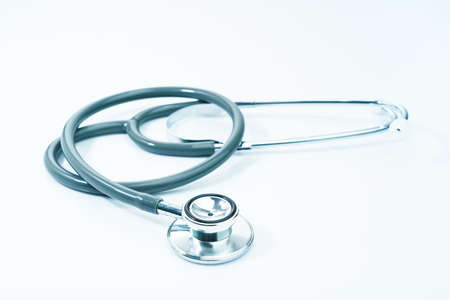 Medical stethoscope for doctor checkup on health medical laboratory table as medical conceptの写真素材