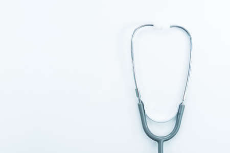 Stethoscope for doctor checkup on health medical laboratory table as medical concept