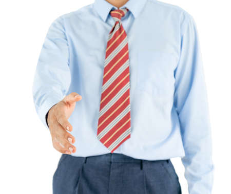 Man wear long sleeve shirt standing in studio shot isolated on white backgroundの写真素材