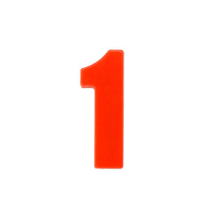 Shot of a number one made of red plastic with clipping pathの写真素材