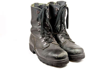 Picture of some old used army bootsの写真素材