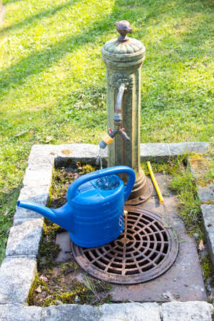 A picture of a water pump in a gardenの写真素材