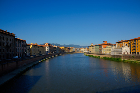 Picture of the river in the middle of Pisaの写真素材