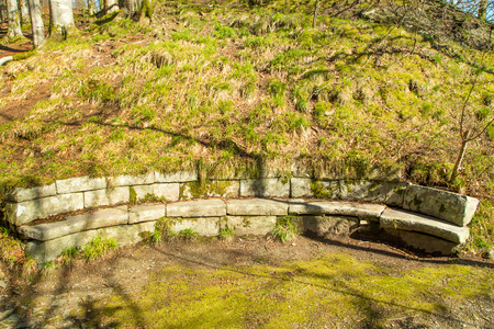 Picture of a stone sofa out in natureの写真素材