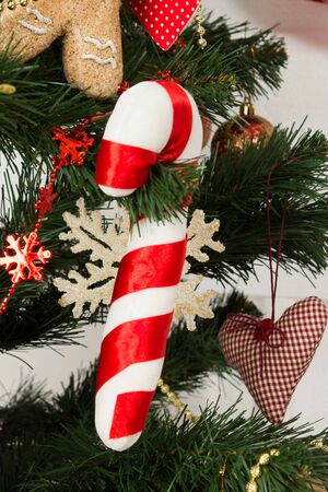 Christmas decoration. candy hanging on the Christmas treeの写真素材
