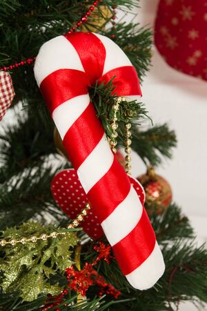Christmas decoration. candy hanging on the Christmas treeの写真素材
