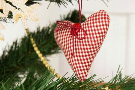 Christmas decoration. Rag heartの写真素材