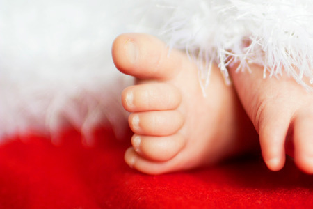 Feet of a newborn babyの写真素材
