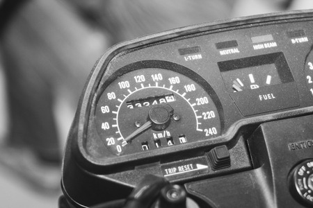 Speedometer on a motorcycle at zeroの写真素材