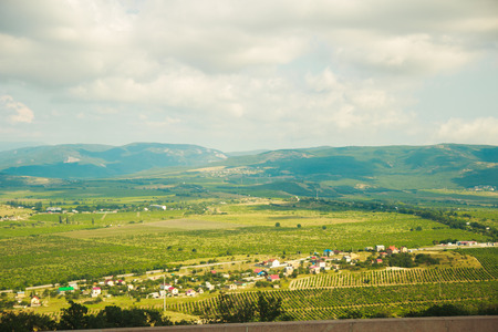 views from the mountains to vineyardsの写真素材