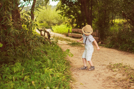 kid dance in the forestの写真素材