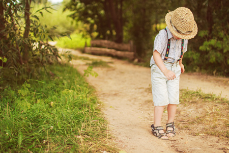 kid dance in the forestの写真素材