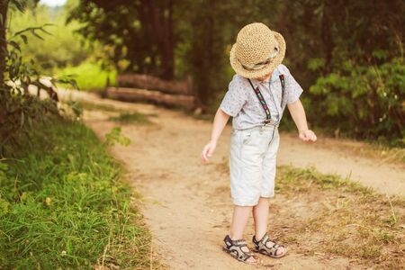 kid dance in the forestの写真素材