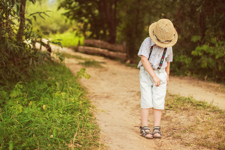 kid dance in the forestの写真素材