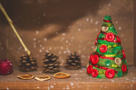Christmas decorations. Handmade Christmas treeの写真素材