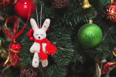 Christmas-tree toy on the Christmas tree closeの写真素材