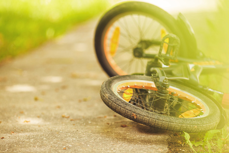 wheel of a children's bicycleの写真素材