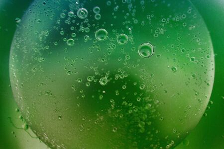 abstract green background with oil circles .  bubbles of water close up . oil bubbles in the water macro.  circle bubbles  backgroundの写真素材
