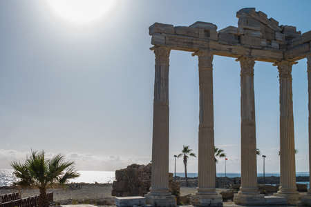 Temple of Apollo in the ancient city in Side, Turkey. Ruins of Roman city.の写真素材